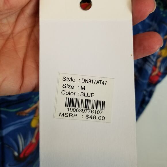 paperdenim&cloth NWT Men's Hawaiian Surfer Print Short Sleeve Button Up Medium - Picture 8 of 8